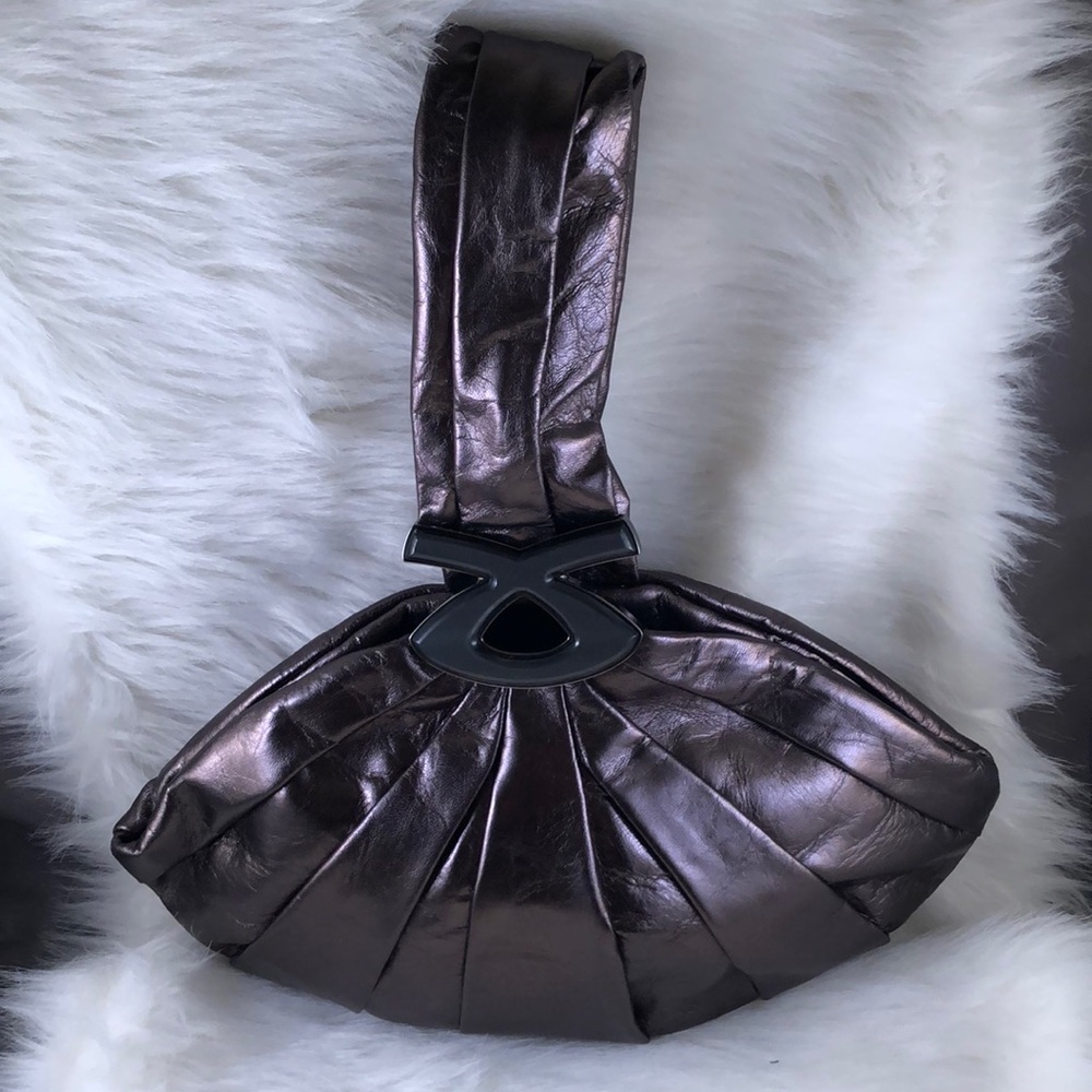 H Williams Rimini Teardrop Evening Handbag Pewter View 2